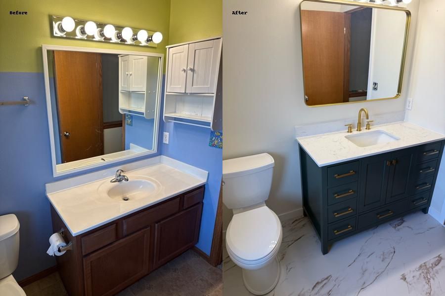 Before and after photos of a bathroom sink 