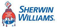 Sherwin-Williams logo with red paint can and blue company name on white background