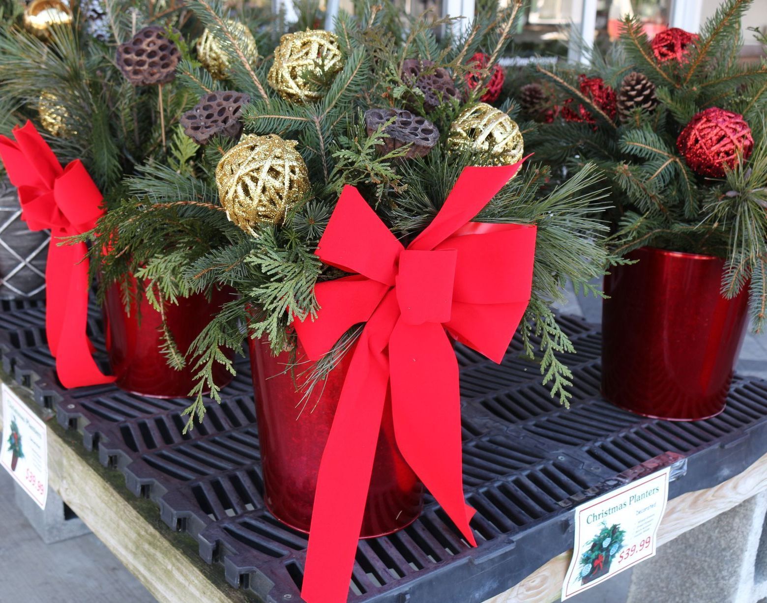 christmas planter porch