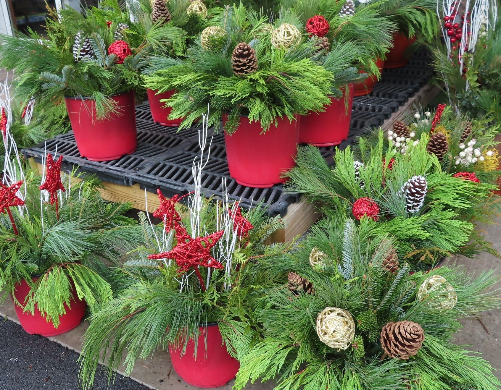 christmas planter porch