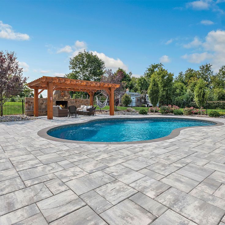 Nicolock Large Alpine Ridge Pavers for Pools for Sale Near Me. Pavers & Wall Blocks delivered to Lebanon, Annville, Palmyra, & Cornwall.