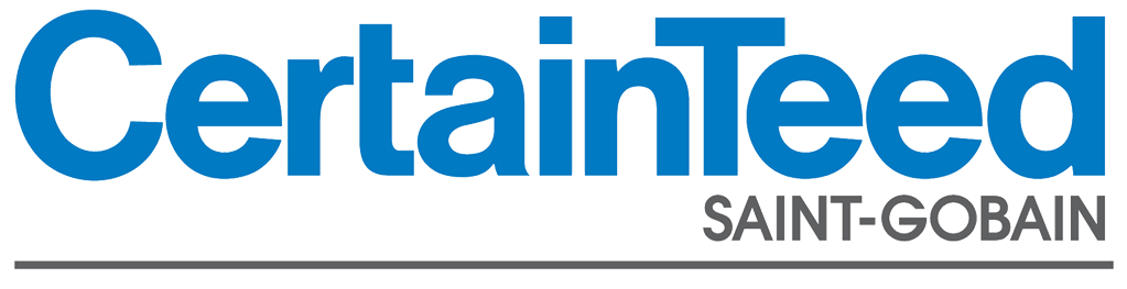 A blue and white logo for certainteed saint gobain