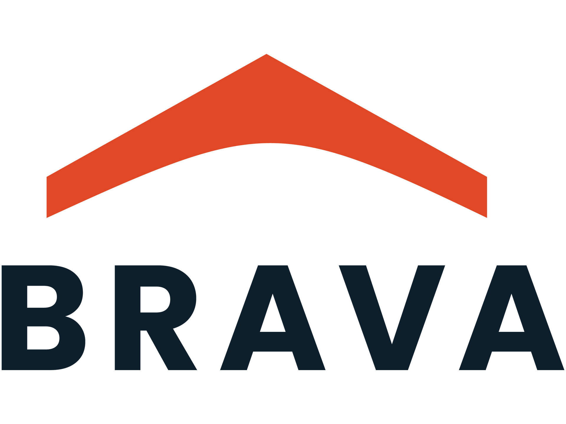 A logo for brava with a red arrow and the word brava