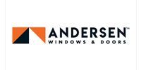 Andersen Windows & Doors logo: orange and dark blue geometric shape, black text.
