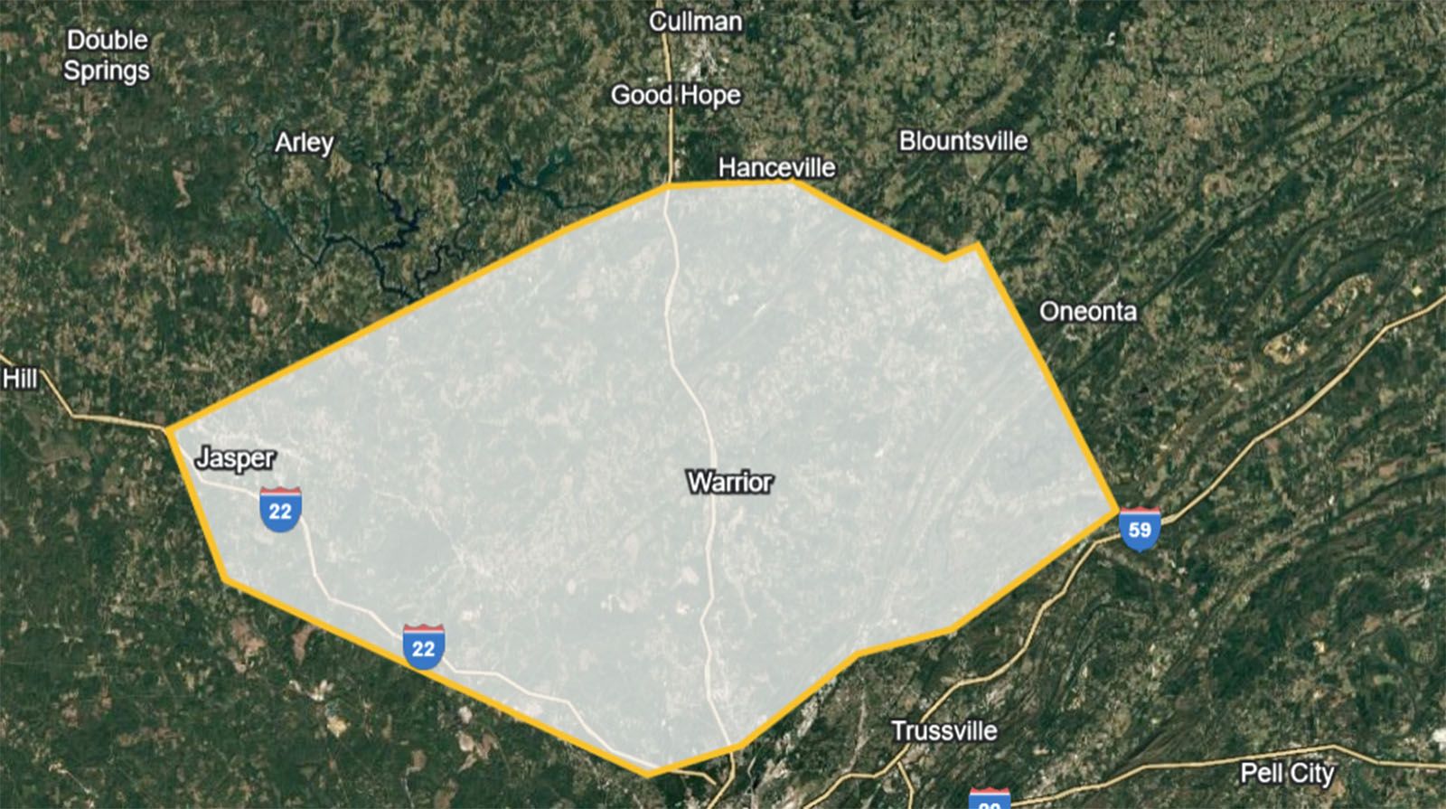 Brothers Concrete Supply Warrior Location Service Area Map