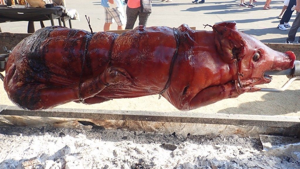 a large roasted pig