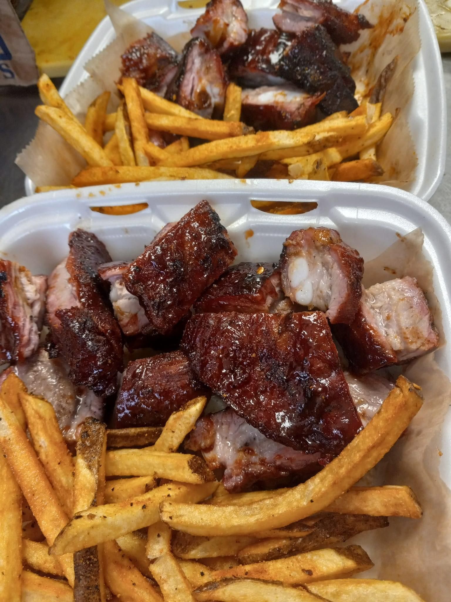 fries and pork