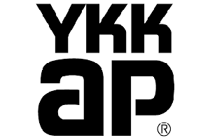 YKK AP logo, black text on white background: 