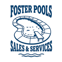 Foster Pools logo: Blue pool with diving board, text "FOSTER POOLS SALES & SERVICES."