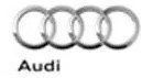 Audi logo: Four interlocking rings, silver against a white background.