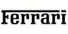 Ferrari logo, black text with a line above.