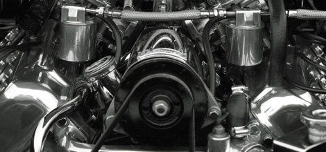 Close-up of a shiny car engine