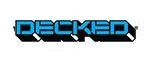 DECKED logo in blue and black 3D block letters.