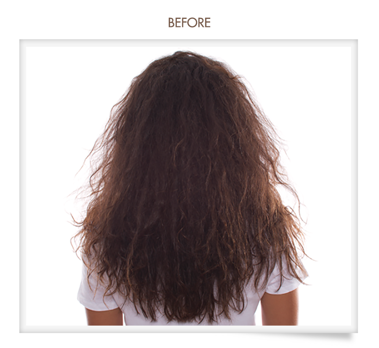 A picture of a woman 's hair before being straightened