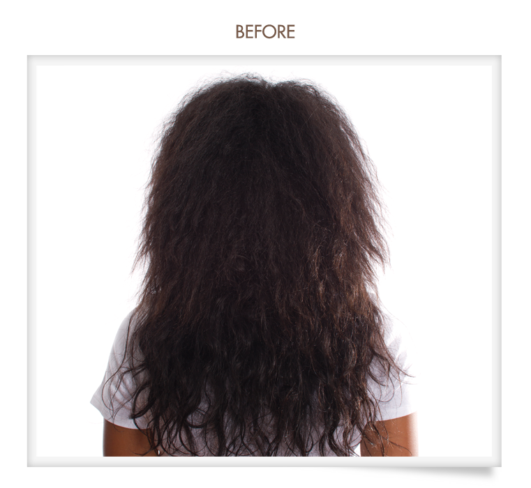 A picture of a woman 's hair before being straightened