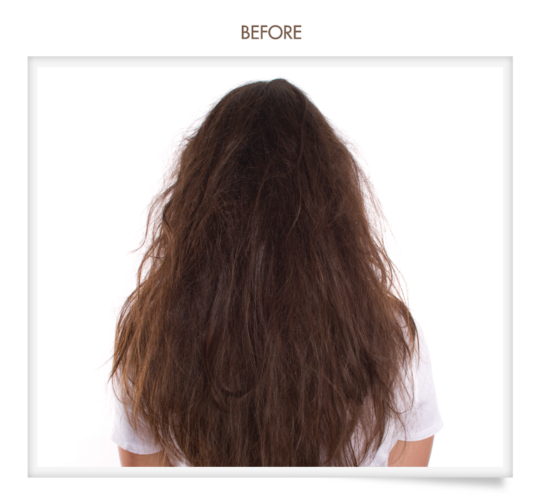 A woman 's hair is shown in a before and after photo.