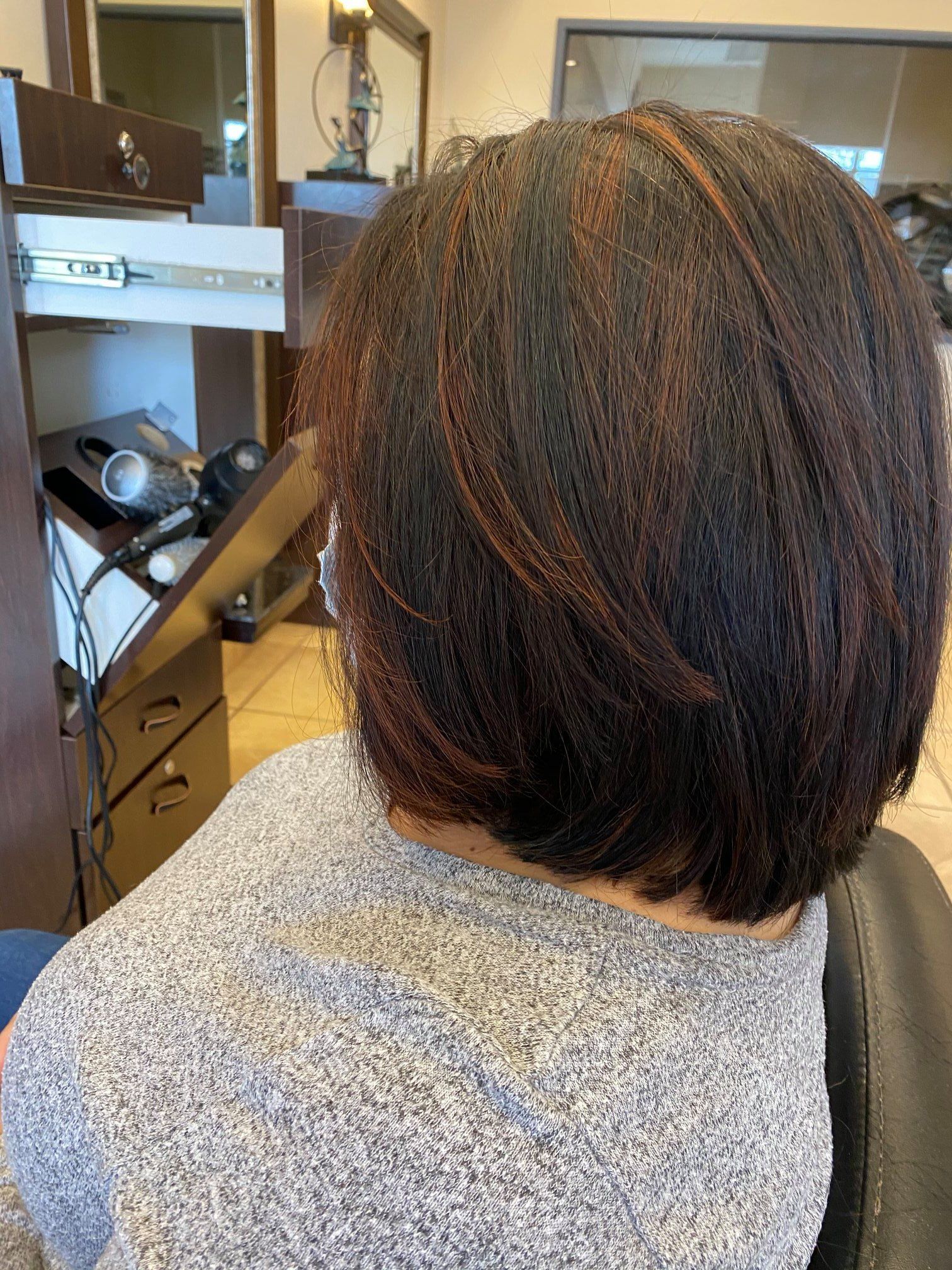 brown bob haircut from the back