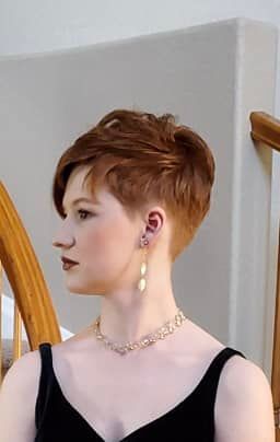 Short pixie haircut