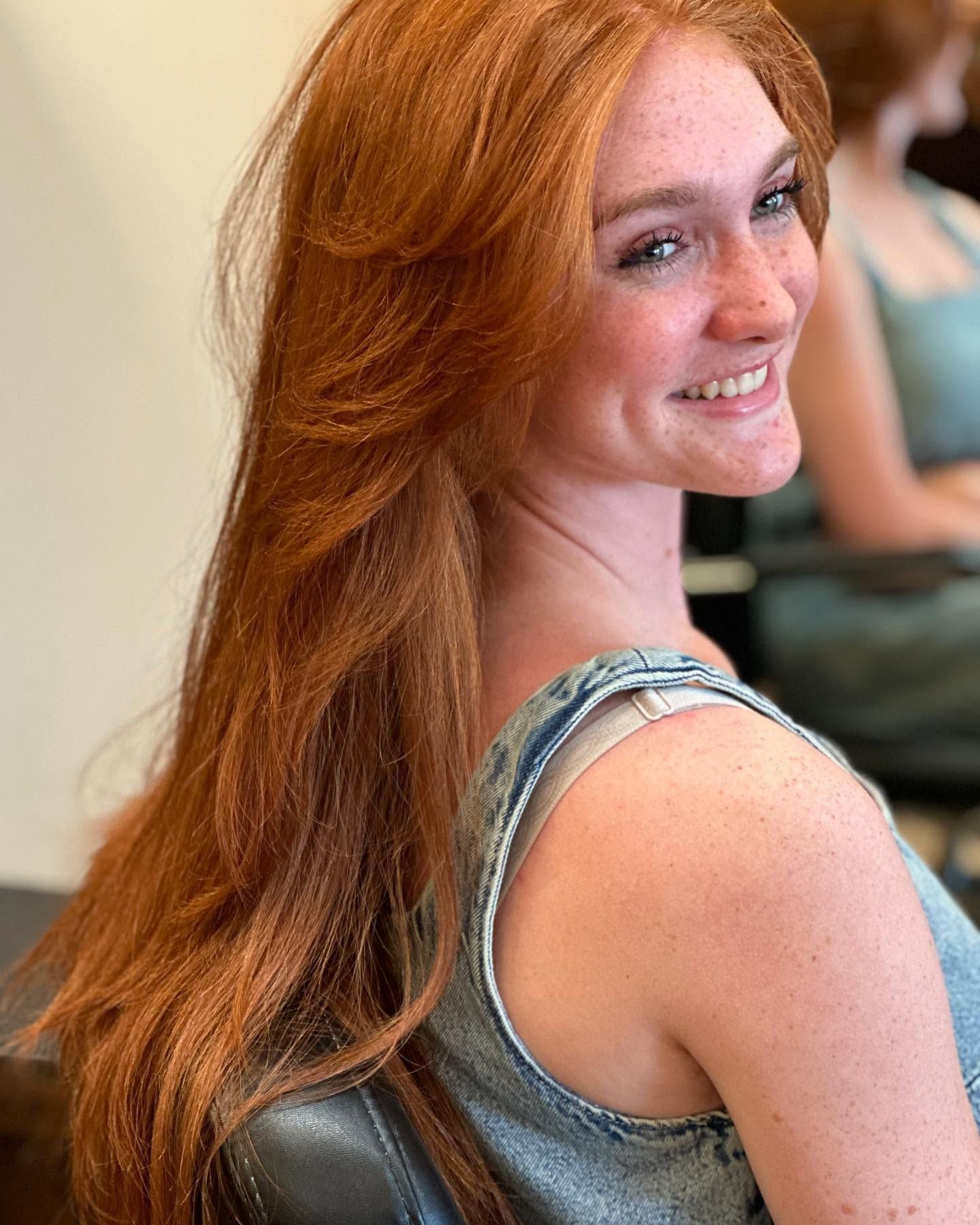 long red hair with large curls