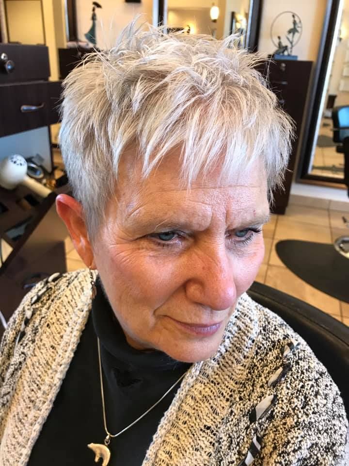 grey pixie haircut