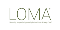 The logo for loma naturally inspired organically infused hair and body care