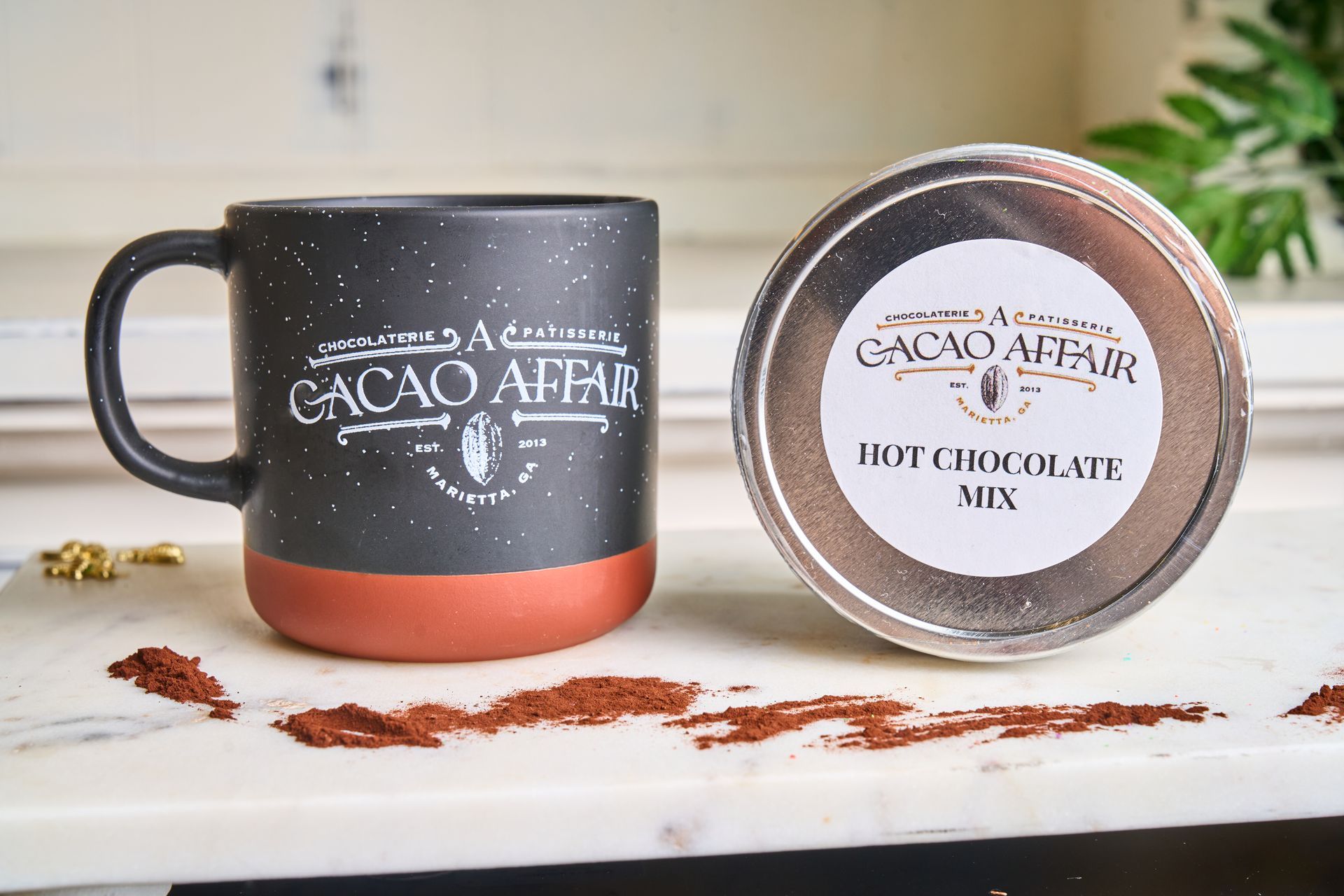 Black speckled mug with 