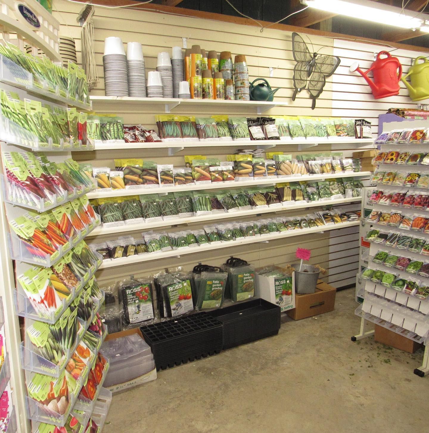 A store filled with lots of vegetables and seeds