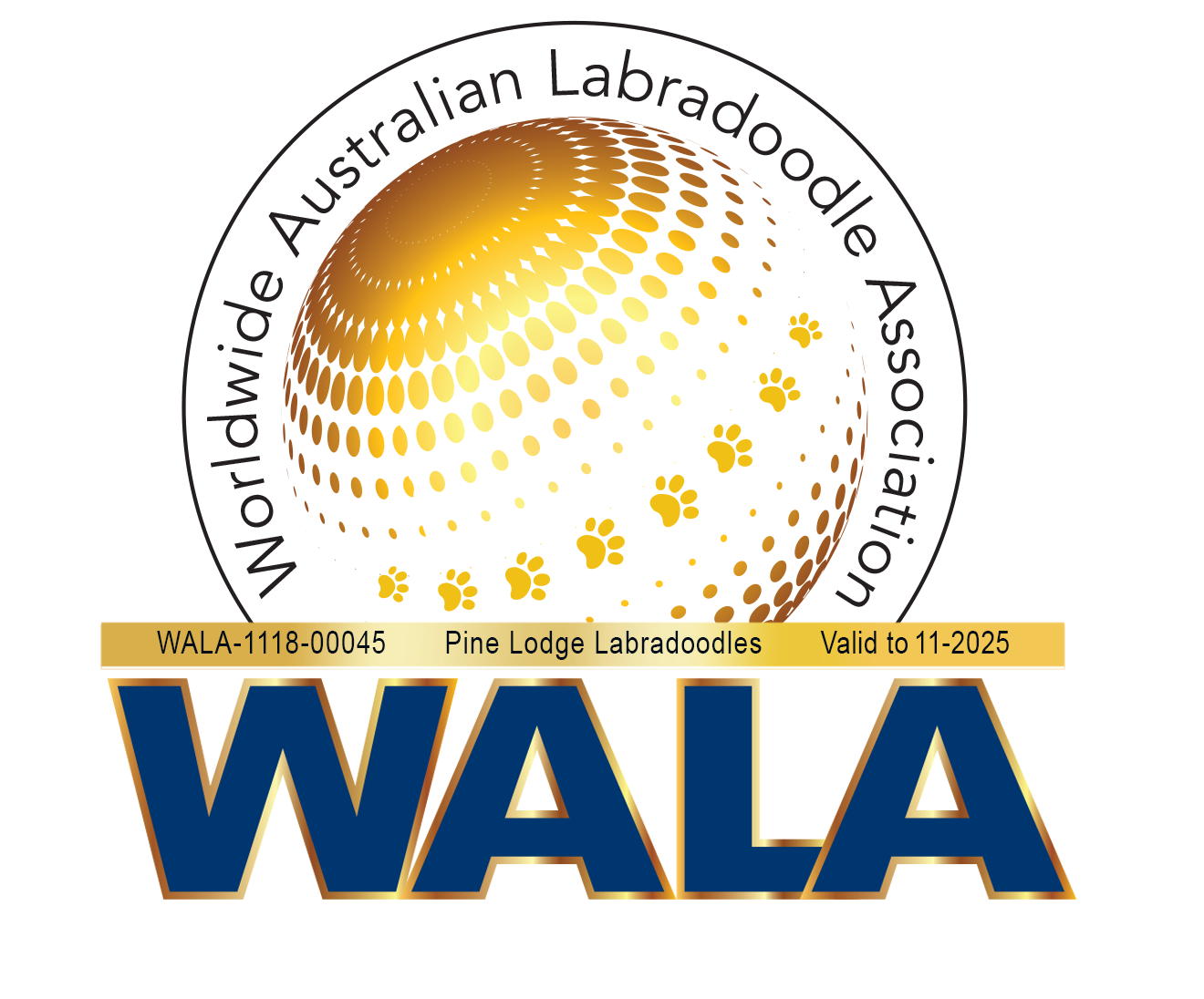 A logo for the worldwide australian labradoodle association