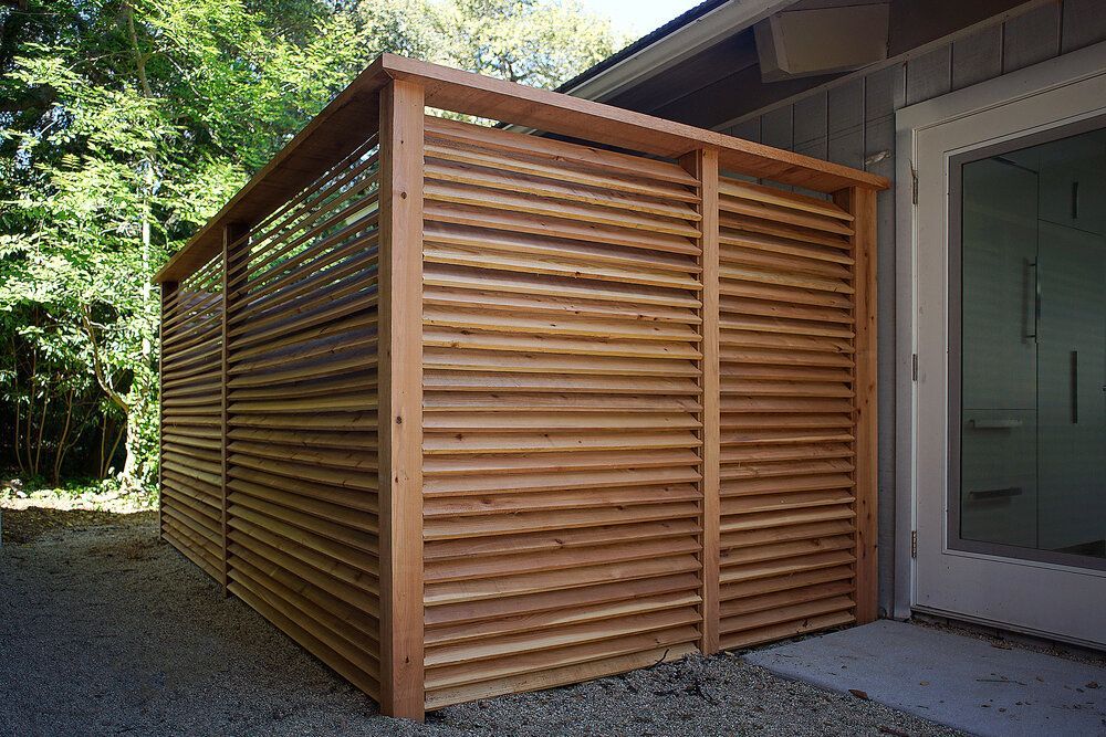 A wooden fence is sitting in front of a house