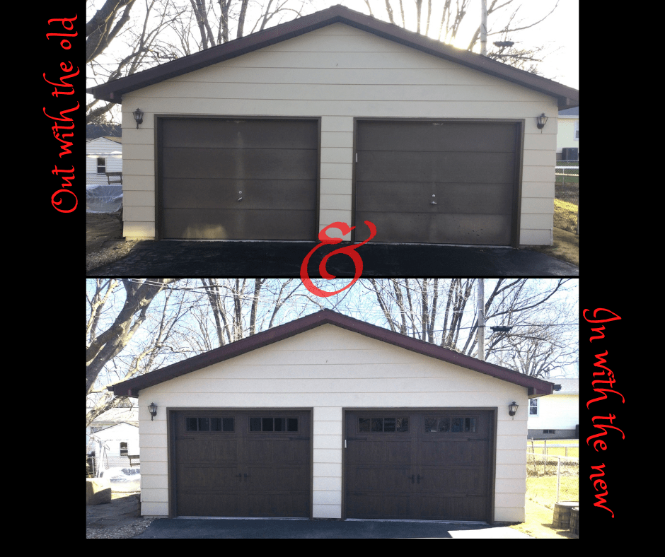 a picture of a garage before and after being painted