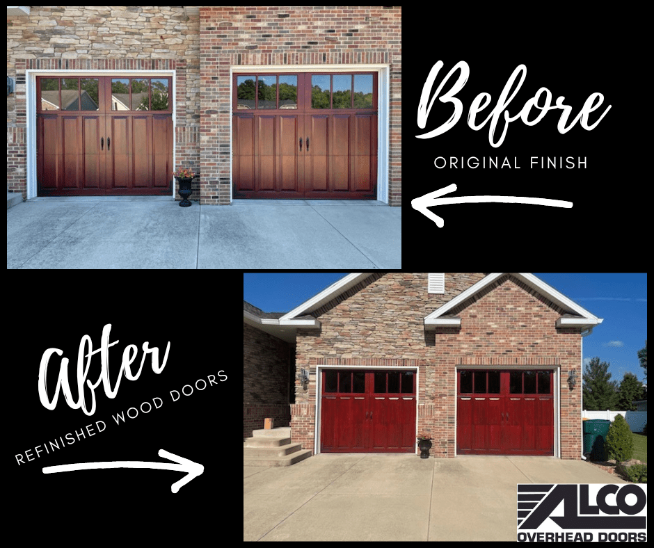 a before and after picture of a garage door