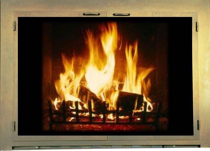Glass door for fireplace
