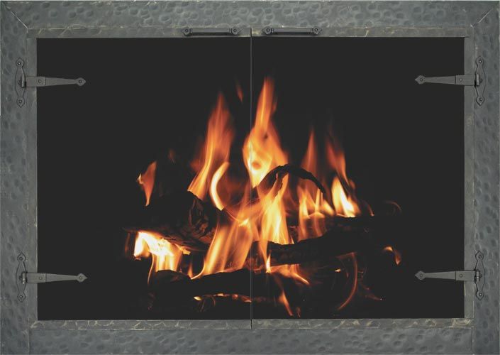 Glass door for fireplace