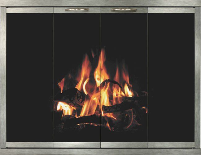 Glass door for fireplace