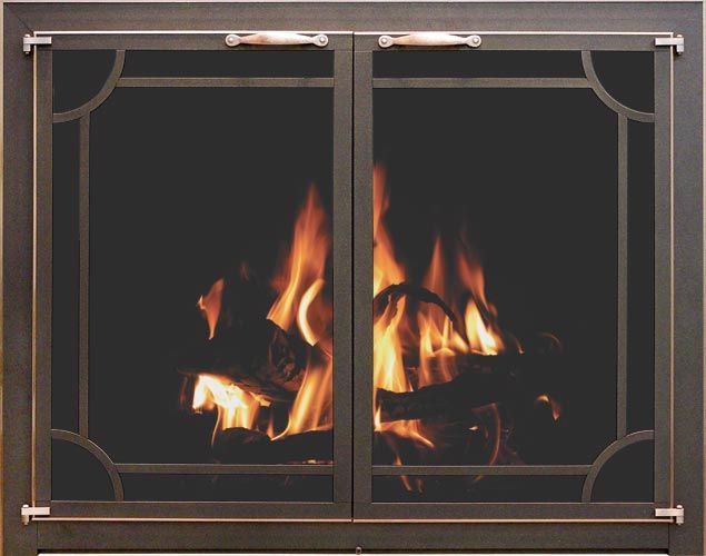 Glass door for fireplace