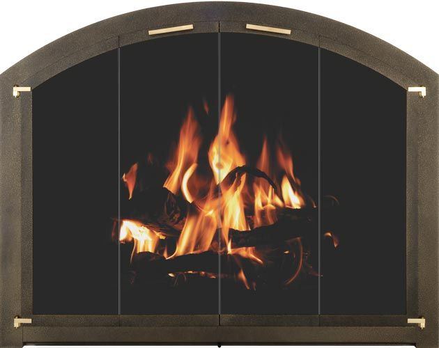 Glass door for fireplace