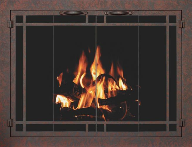 Glass door for fireplace