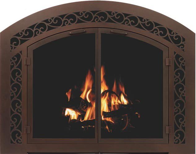 Glass door for fireplace