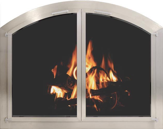 Glass door for fireplace