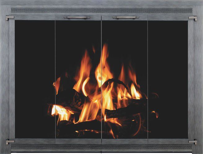 Glass door for fireplace