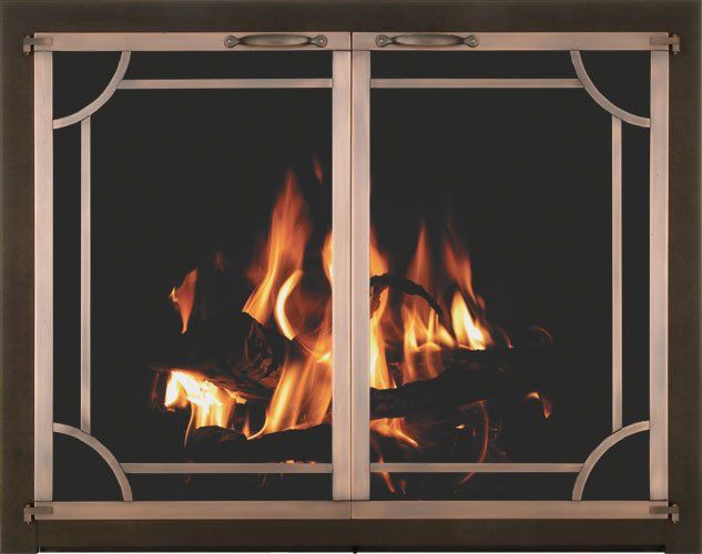 Glass door for fireplace