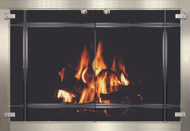 Glass door for fireplace