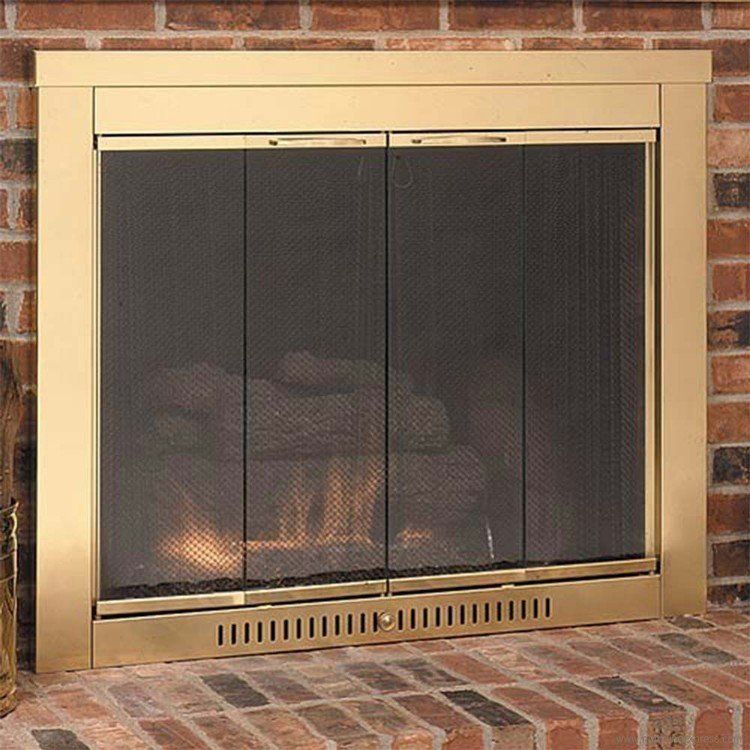 Glass door for fireplace