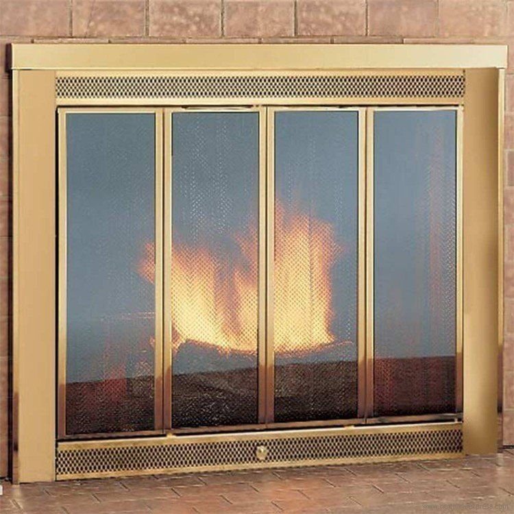 Glass door for fireplace