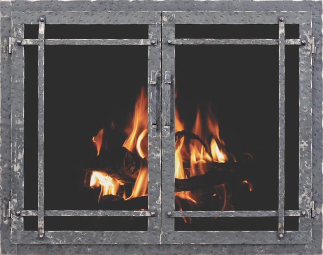 Glass door for fireplace