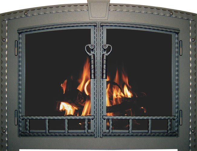Glass door for fireplace