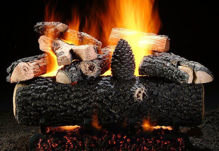 Hargrove gas logs with pinecone