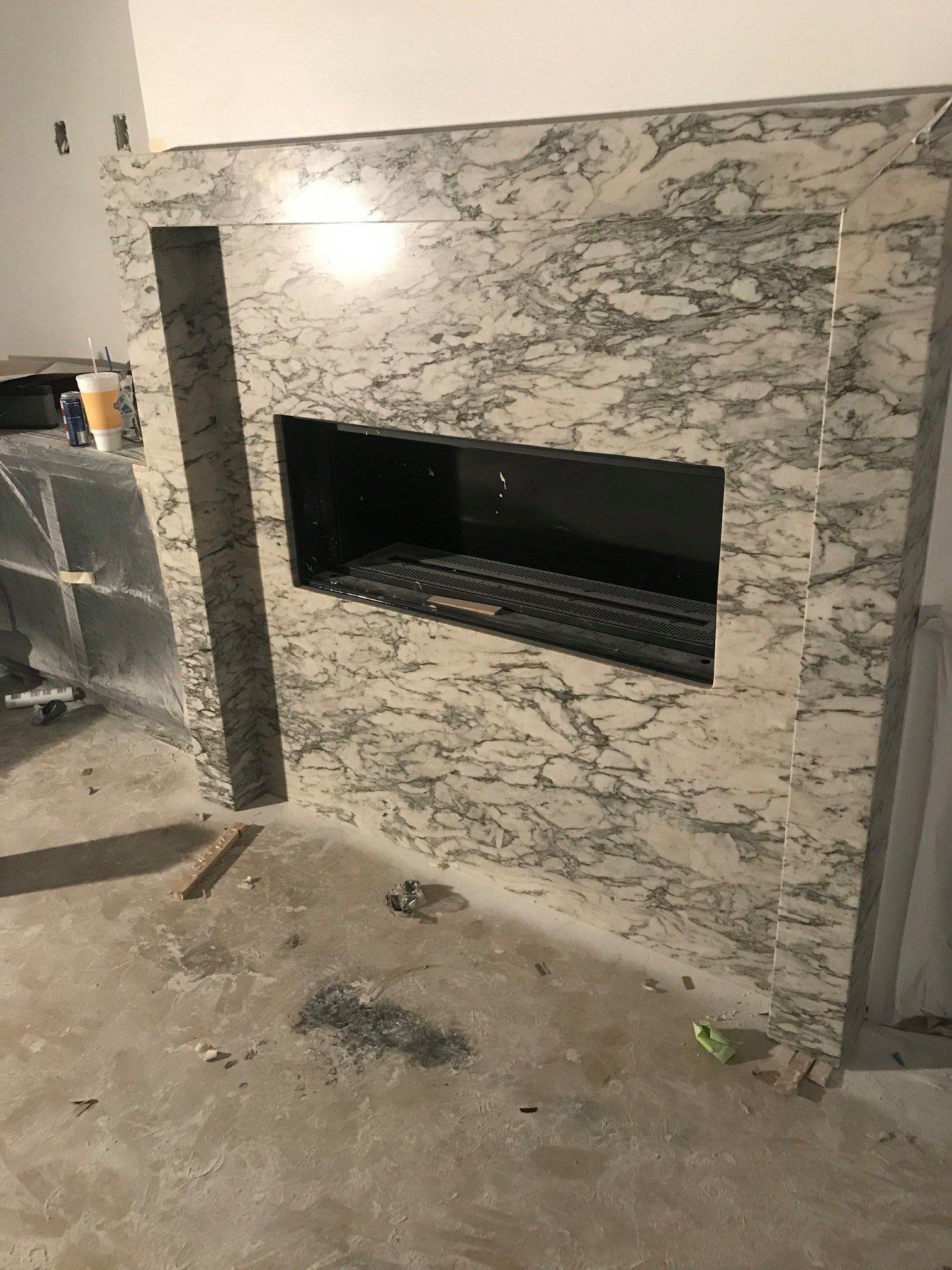 Granite fireplace installation