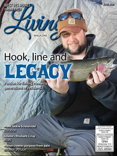 Man holding a fish on the cover of West Virginia Living magazine, with Hook, line and LEGACY headline