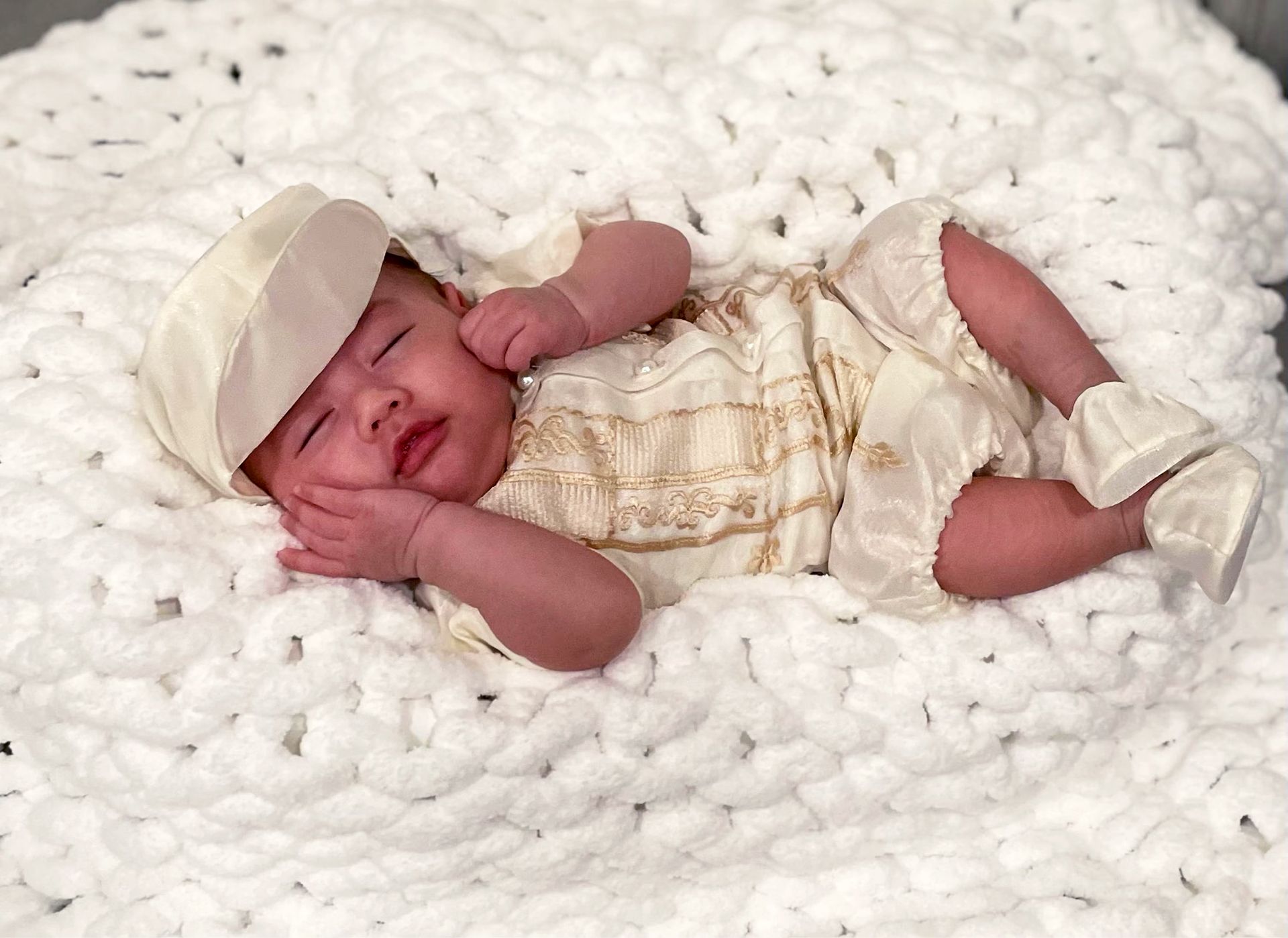 Baby wearing a barong for baptism